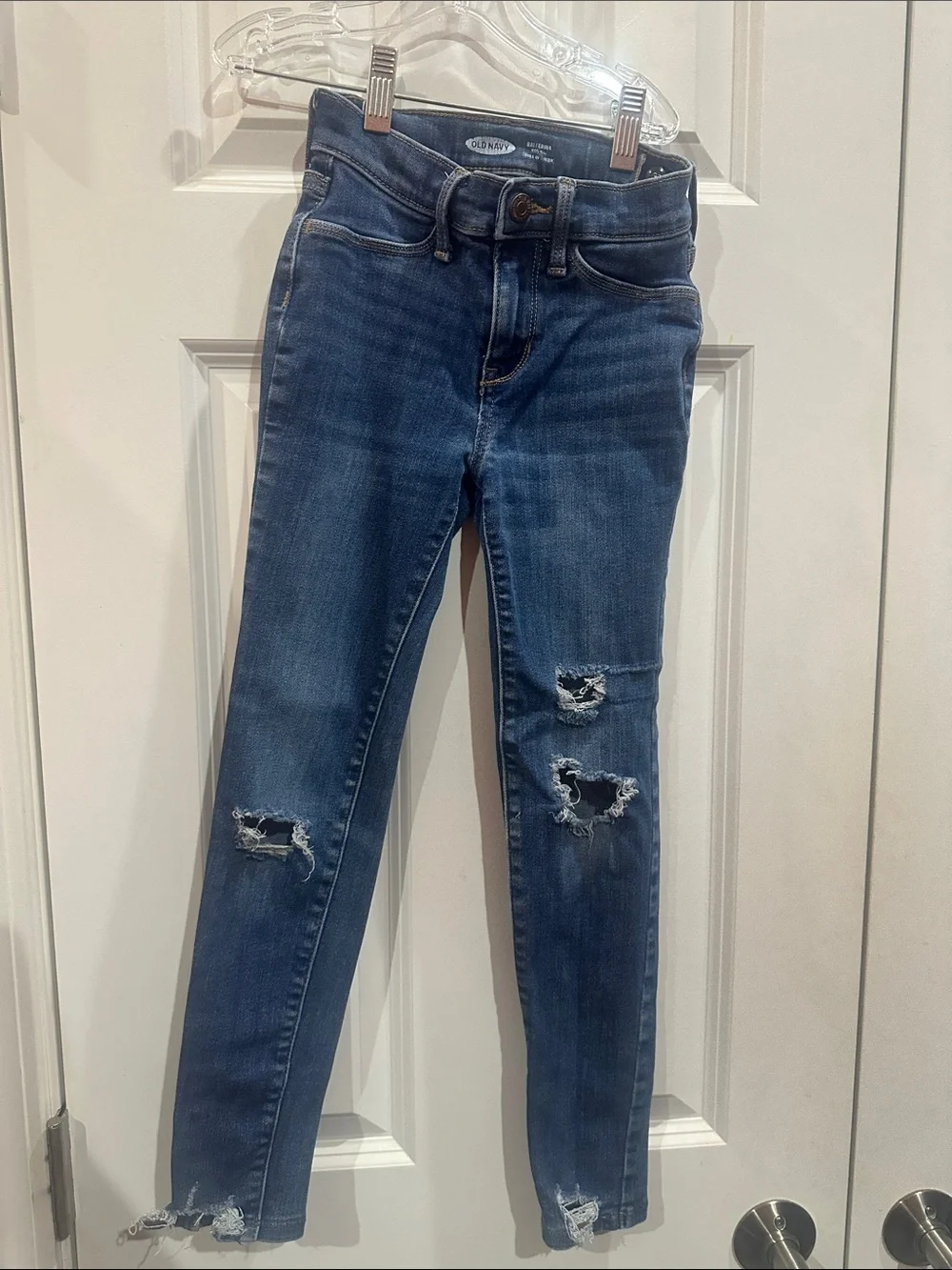 NWOT Old Navy Kids Dark Blue Distressed Skinny Jeans size 10